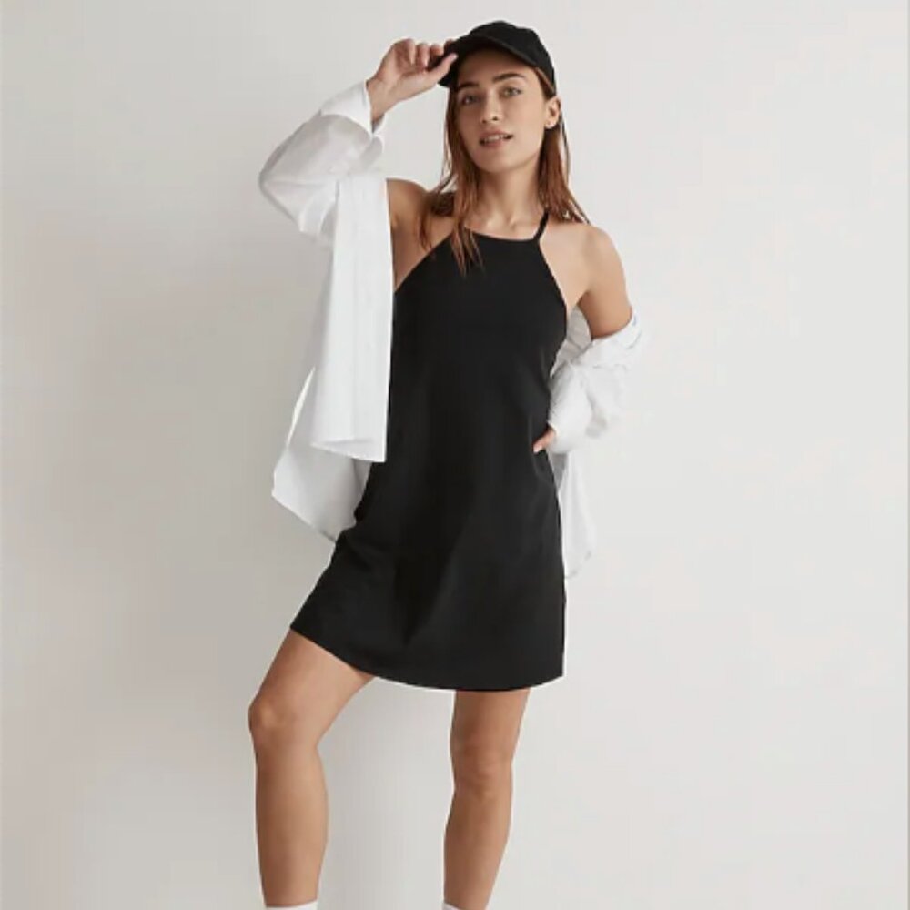 Madewell Elegant Black Halter Mini Dress